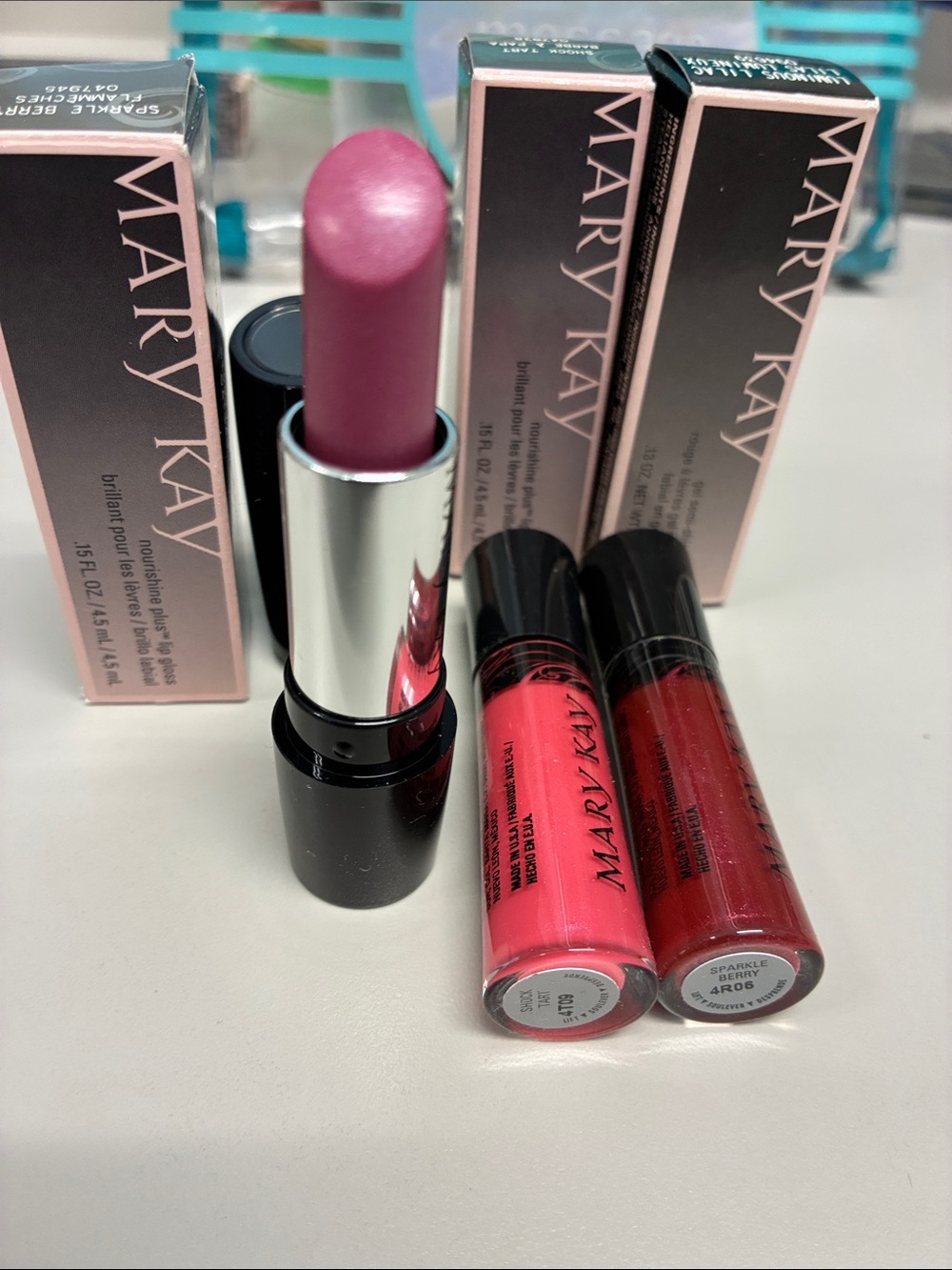 Mary Kay Lipstick with Pink and Coral Lip Gloss Duo